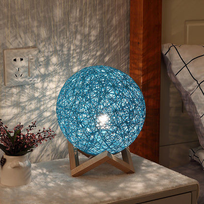 Bamboo Natural Fiber Night Light – Warm Glow Bedside Lamp for Bedroom