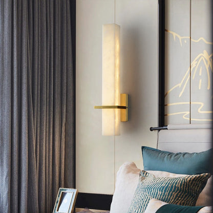 Marble Linear Wall Sconce – Modern Stone Wall Light for Bedroom & Dining Room