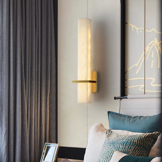 Marble Linear Wall Sconce – Modern Stone Wall Light for Bedroom & Dining Room