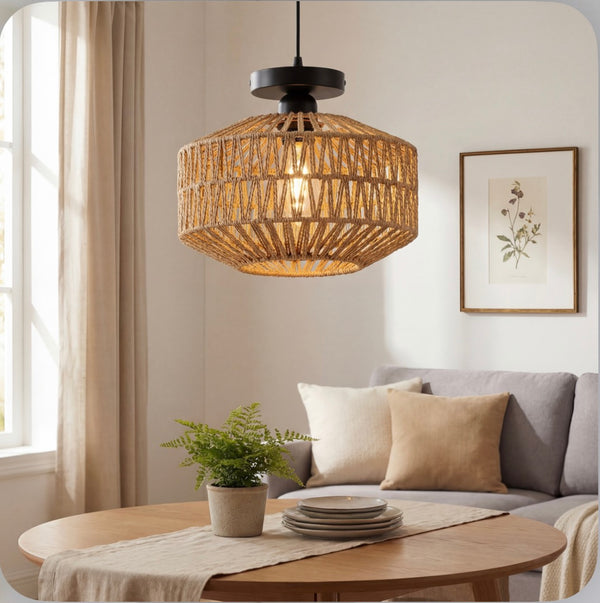 Hand-Woven Bohemian Rattan Chandelier