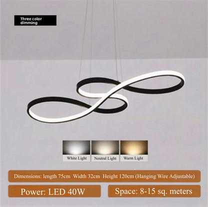 Curved Lines Metal Pendant Light – Modern Elegant Hanging Lamp for Kitchen Island
