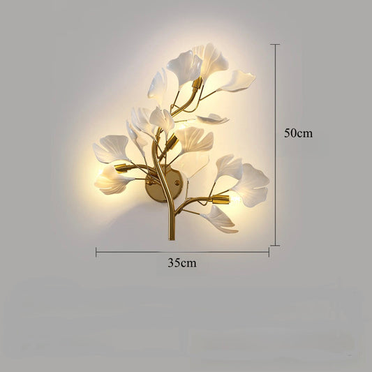 Ginkgo Leaf Wall Sconce – Minimalist Decorative Indoor Wall Light for Living Room