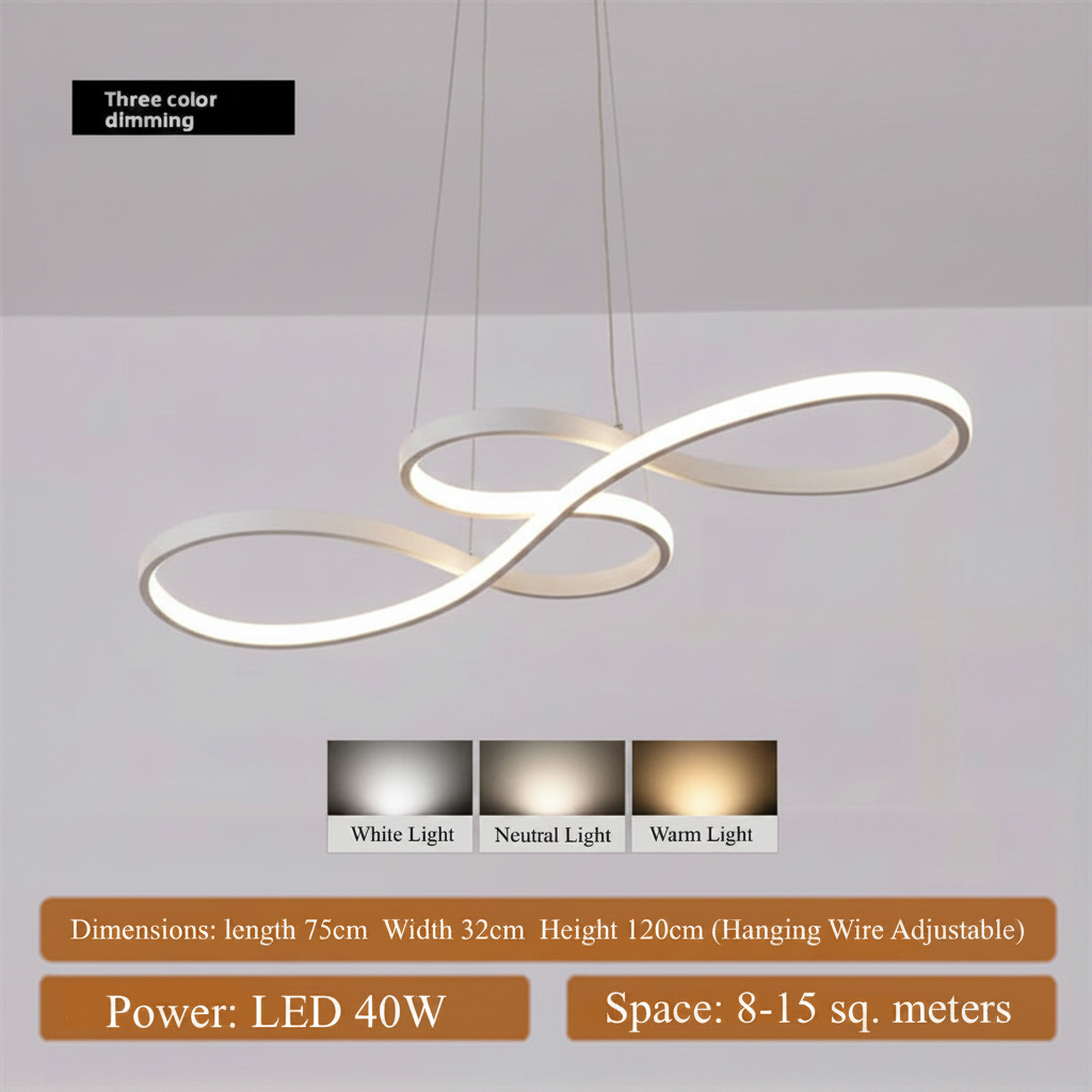 Curved Lines Metal Pendant Light – Modern Elegant Hanging Lamp for Kitchen Island