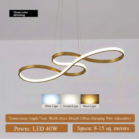 Curved Lines Metal Pendant Light – Modern Elegant Hanging Lamp for Kitchen Island