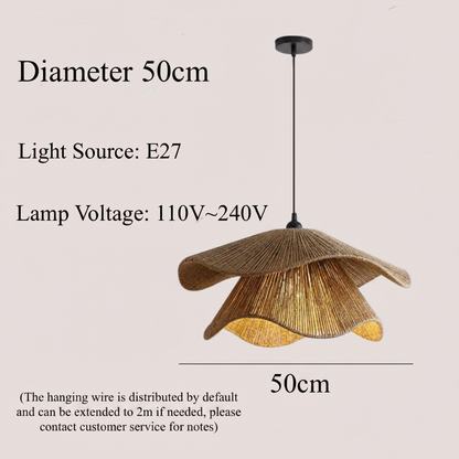Handwoven Hemp Rope Pendant Light – Rustic Natural Fiber Hanging Lamp
