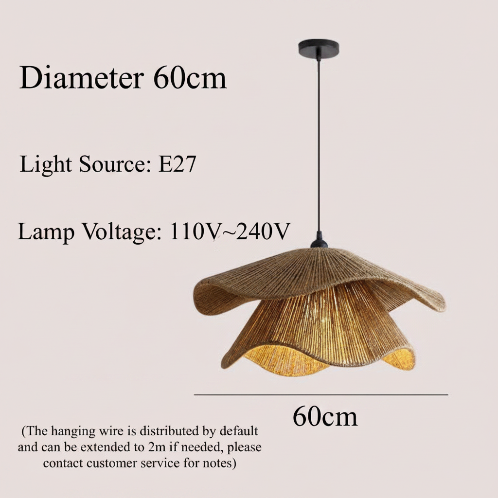 Handwoven Hemp Rope Pendant Light – Rustic Natural Fiber Hanging Lamp