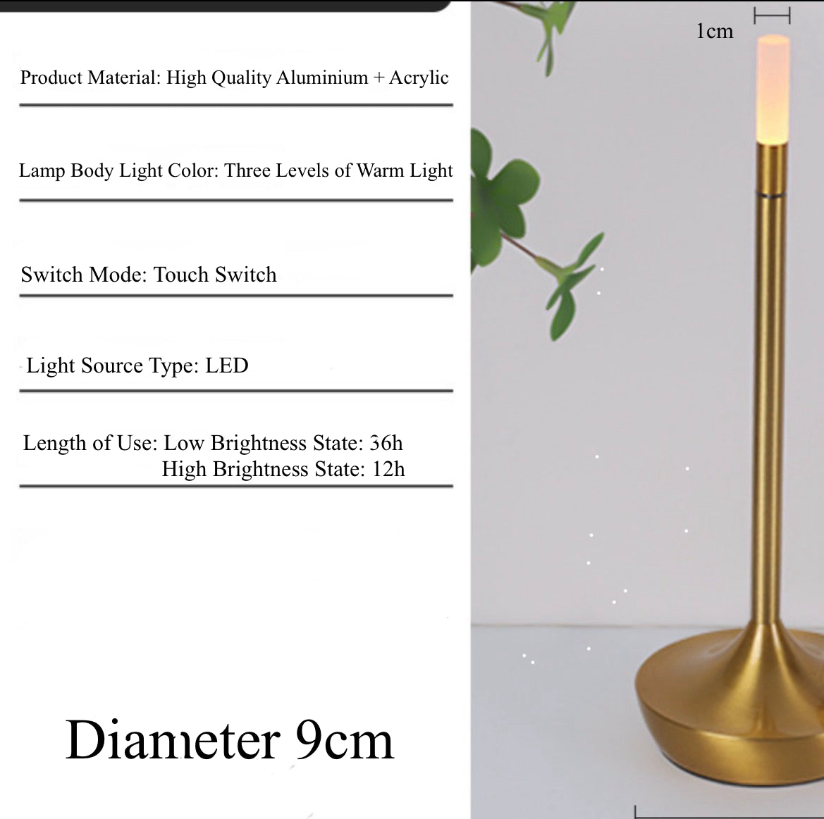 LED Candle Ambient Table Lamp – Flameless Flickering Bedside Lamp for Living Room