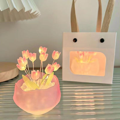 Tulip Flower Pot Night Light – Colorful LED Ambient Lamp for Bedroom & Living Room
