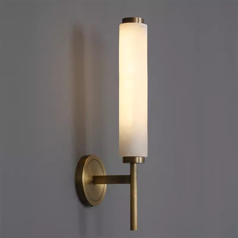 Vintage Nordic Natural Alabaster Wall Lamp – Stone Wall Sconce for Living Room