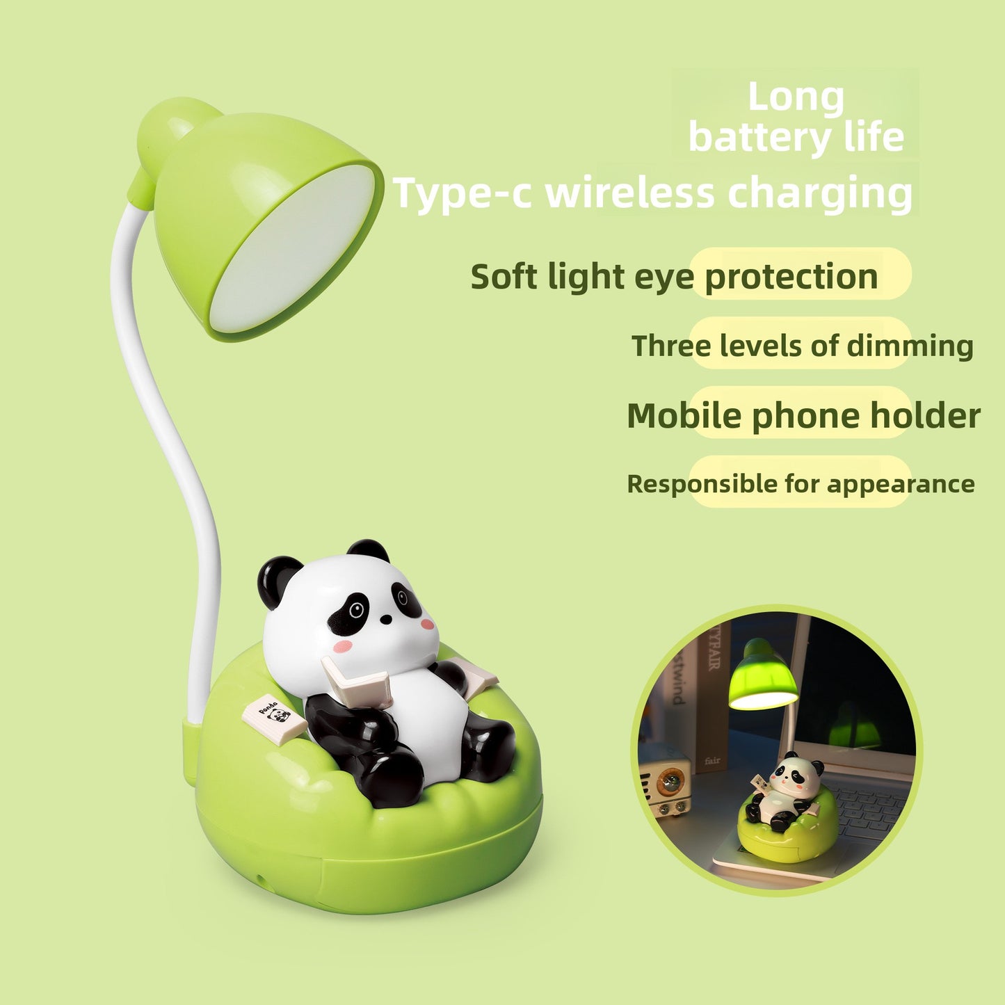 Panda LED Desk Lamp – Cute Animal Night Light for Kids Room & Nursery