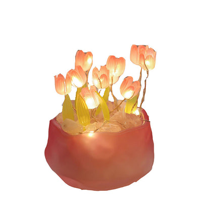 Tulip Flower Pot Night Light – Colorful LED Ambient Lamp for Bedroom & Living Room