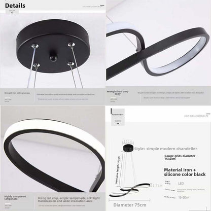 Curved Lines Metal Pendant Light – Modern Elegant Hanging Lamp for Kitchen Island