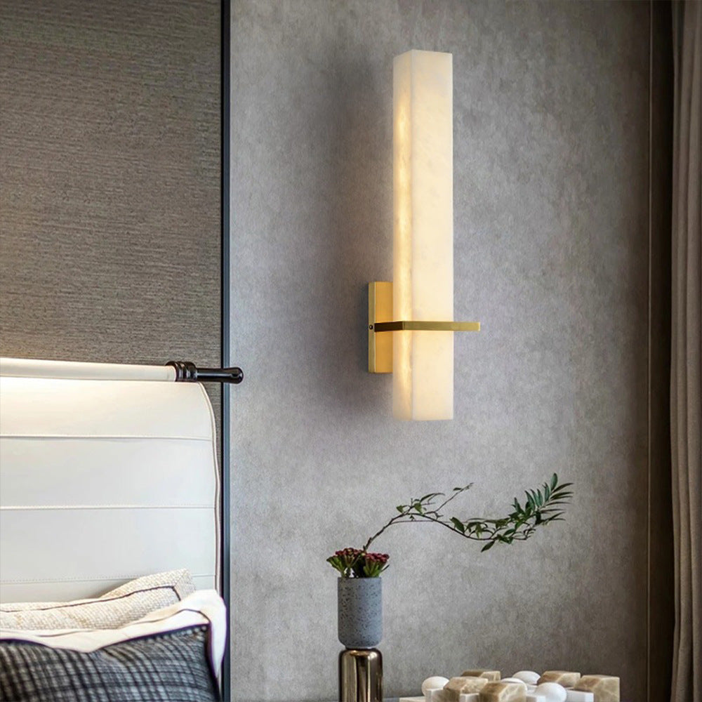 Marble Linear Wall Sconce – Modern Stone Wall Light for Bedroom & Dining Room