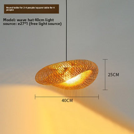 Handcrafted Woven Bamboo Pendant Lamp – Natural Eco Hanging Light for Dining Room