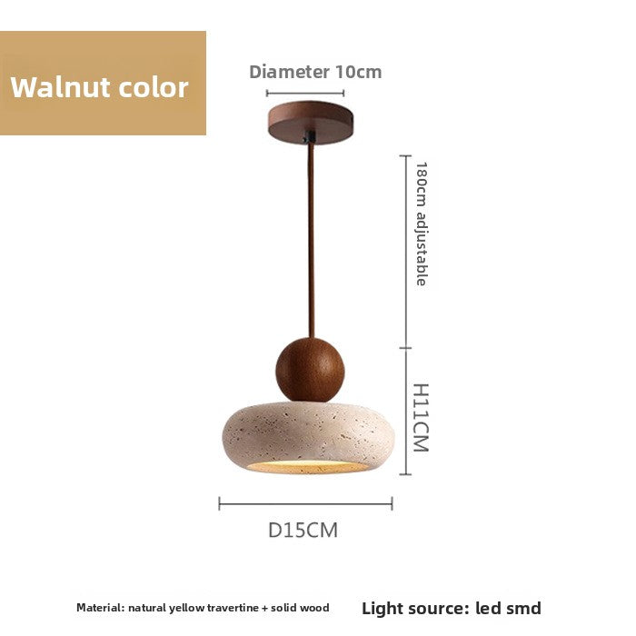 Natural Travertine Stone Pendant Light – Organic Hanging Lamp for Dining Room