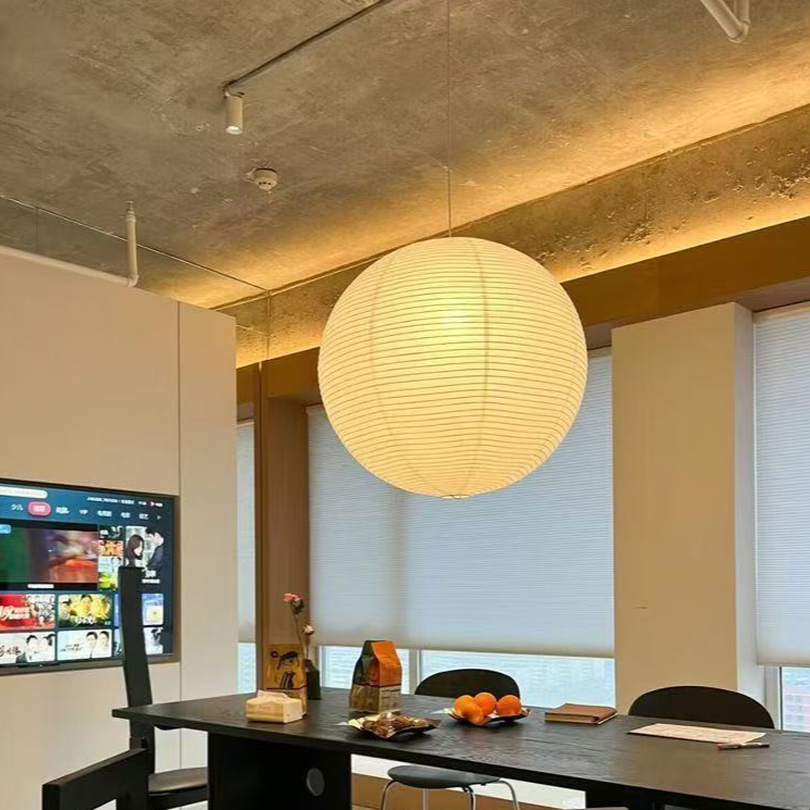 Akari Washi Paper Pendant Light – Japanese Lantern Hanging Lamp for Dining Room