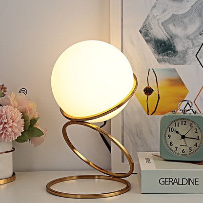 Globe Metal Spiral Table Lamp – Modern Decorative Bedside Lamp for Living Room