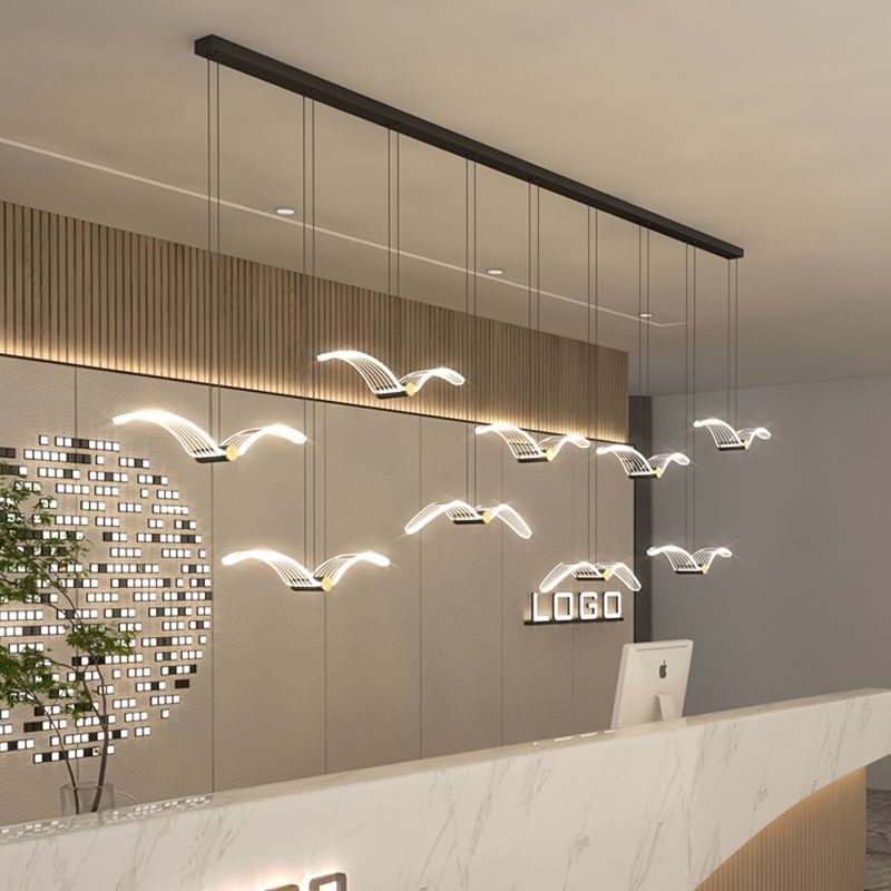 Modern Nordic Seagull Design Acrylic LED Pendant Light – Minimalist Hanging Ceiling Light for Dining Room & Kitchen