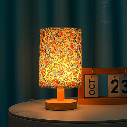 Nordic Wood & Fabric Table Lamp – Scandinavian Bedside Lamp for Bedroom