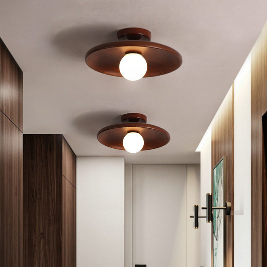 Japanese Wood Ceiling Light Fixture – Zen Style Flush Mount Lamp for Living Room