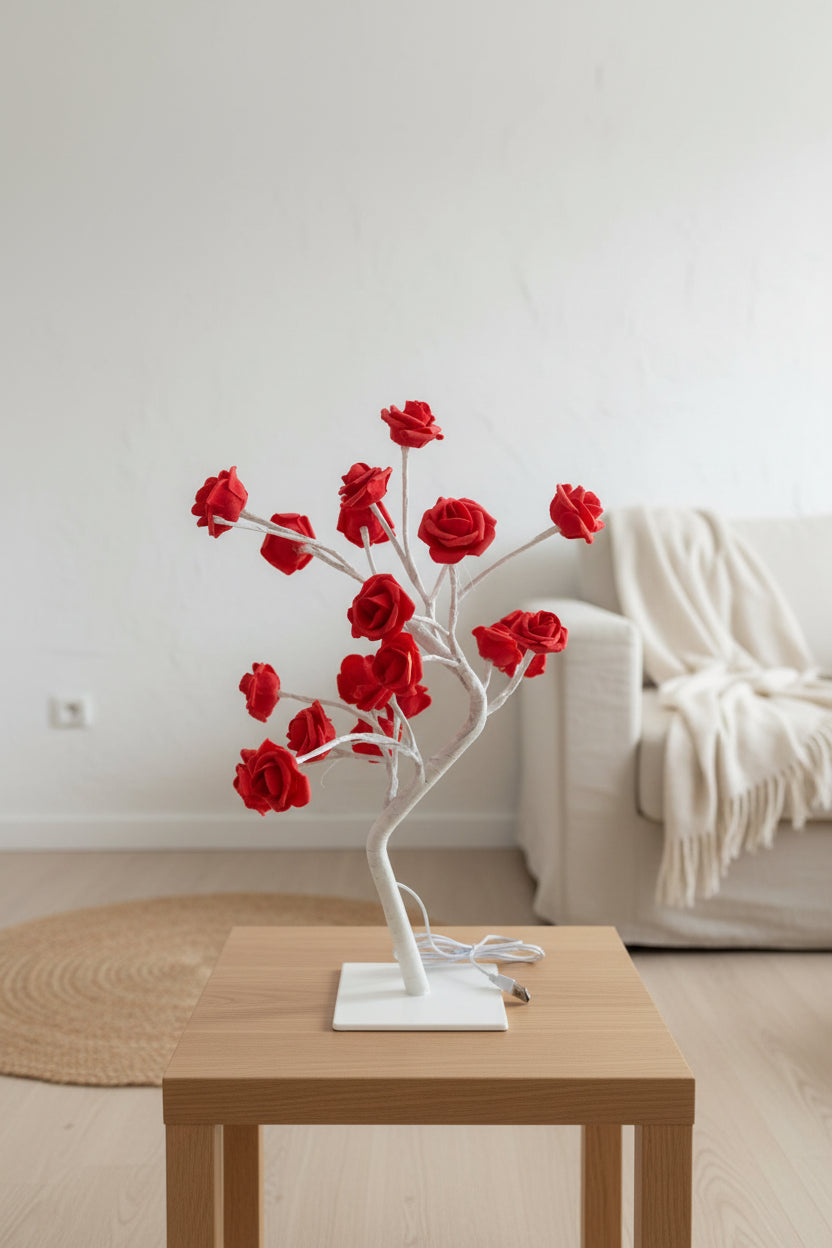 Artificial Rose Tree Night Light – LED Floral Decorative Lamp for Bedroom