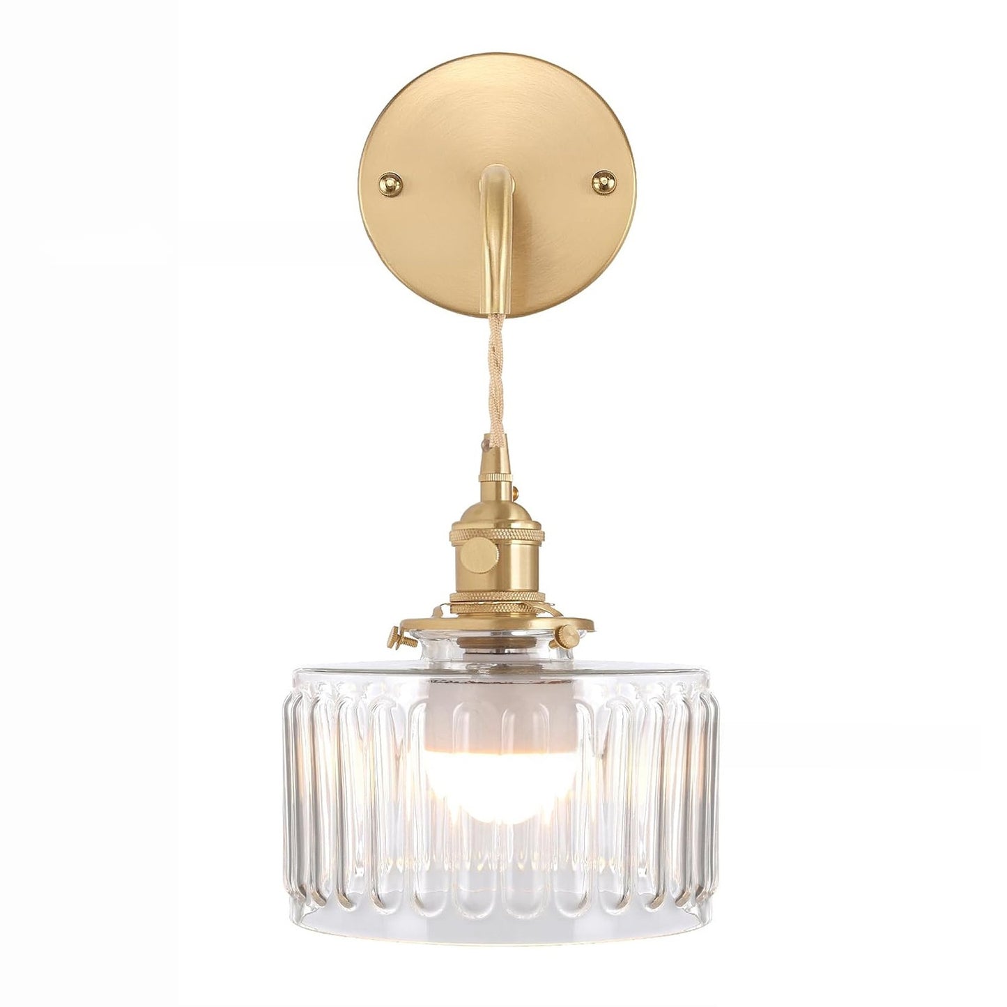 Vintage Japanese Kinshi Wall Sconce – Antique Brass Wall Light for Bedroom