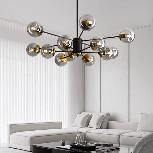 Scandinavian Glass Globe Chandelier – Multi-Ball Ceiling Light for Dining Room