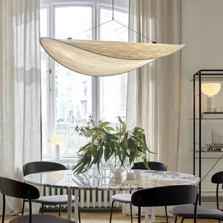 Woven Rice Paper Chandelier – Nordic Sculptural Pendant Light for Dining Room