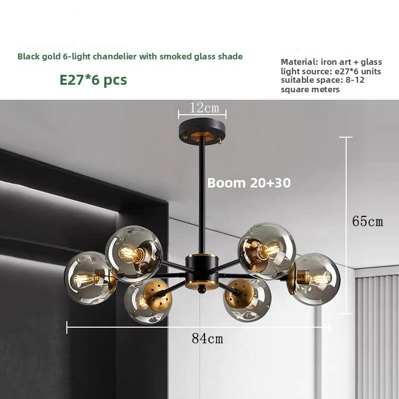 Scandinavian Glass Globe Chandelier – Multi-Ball Ceiling Light for Dining Room