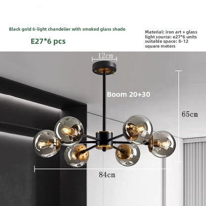 Scandinavian Glass Globe Chandelier – Multi-Ball Ceiling Light for Dining Room