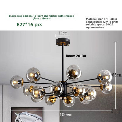 Scandinavian Glass Globe Chandelier – Multi-Ball Ceiling Light for Dining Room