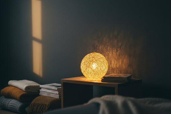 Bamboo Natural Fiber Night Light – Warm Glow Bedside Lamp for Bedroom