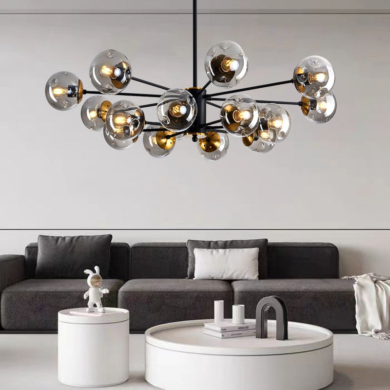 Scandinavian Glass Globe Chandelier – Multi-Ball Ceiling Light for Dining Room