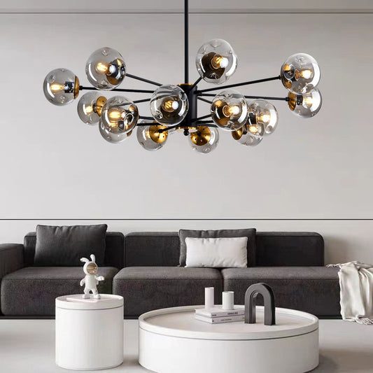 Scandinavian Glass Globe Chandelier – Multi-Ball Ceiling Light for Dining Room