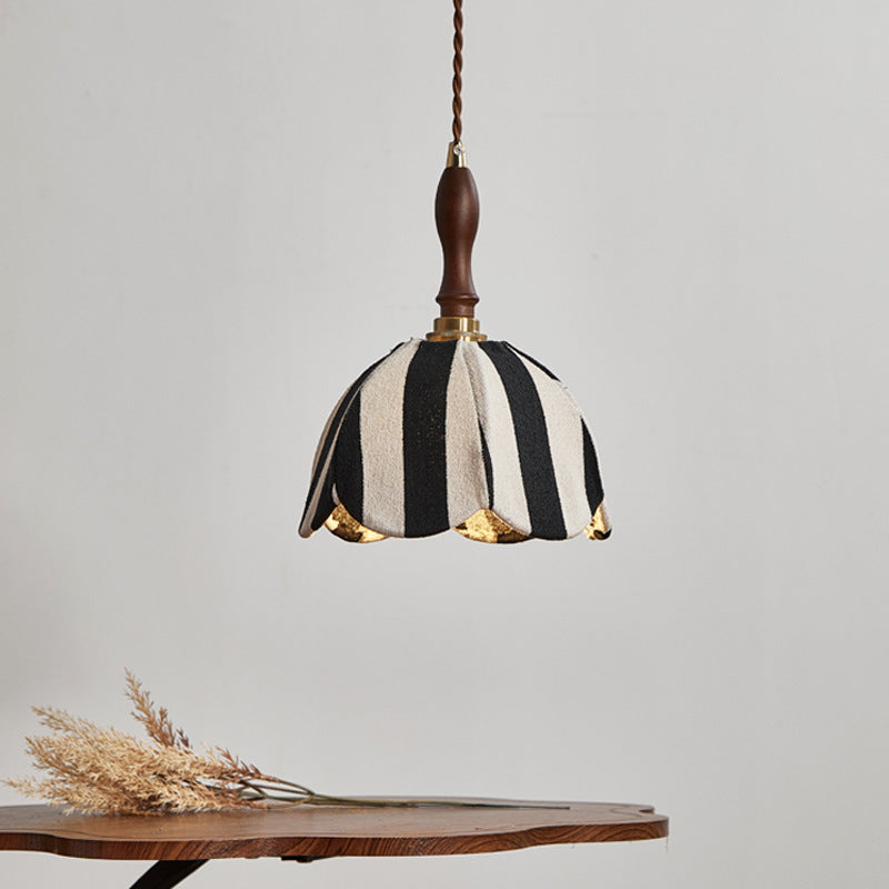 French Cream Pendant Light – Elegant Fabric Hanging Lamp for Bedroom & Dining Room