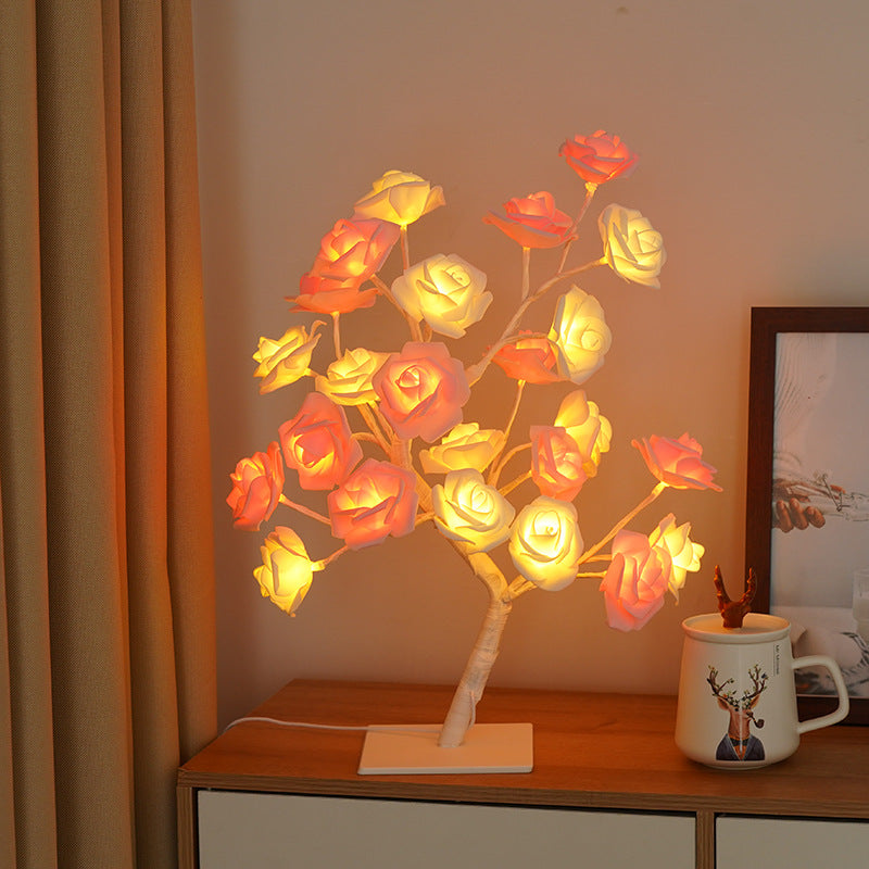 Artificial Rose Tree Night Light – LED Floral Decorative Lamp for Bedroom