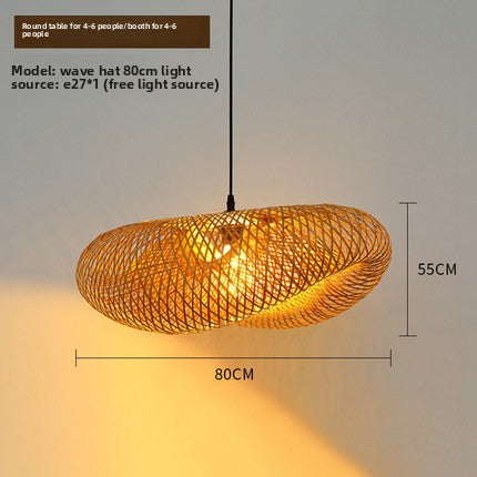 Handcrafted Woven Bamboo Pendant Lamp – Natural Eco Hanging Light for Dining Room