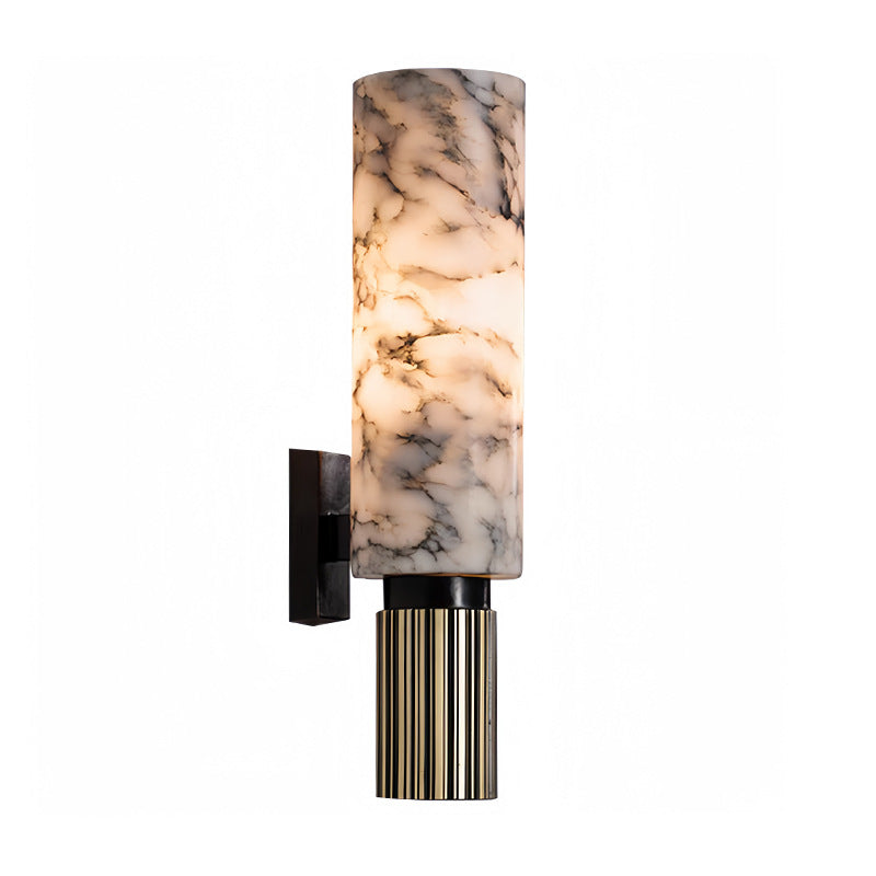 Copper Marble Wall Sconce Cloud Stone Lampshade – Luxury Stone & Metal Wall Light for Living Room & Bedroom