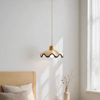 Nordic Hand-Painted Scalloped Resin Lampshade Pendant Light  – Vintage Pendant Light for Living Room & Bedroom
