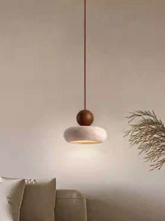 Natural Travertine Stone Pendant Light – Organic Hanging Lamp for Dining Room