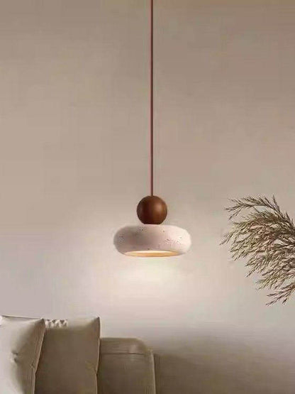 Natural Travertine Stone Pendant Light – Organic Hanging Lamp for Dining Room