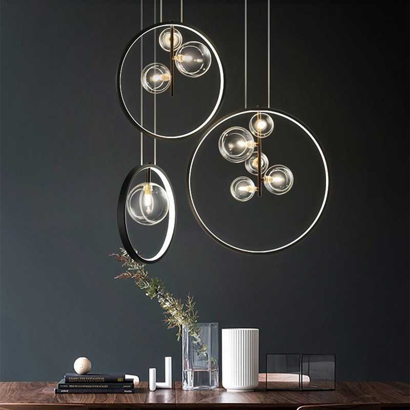 Nordic Iron Bubble Chandelier – Modern Glass Ball Cluster Ceiling Light
