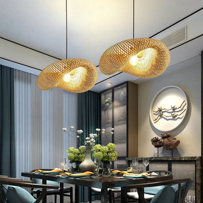 Handcrafted Woven Bamboo Pendant Lamp – Natural Eco Hanging Light for Dining Room