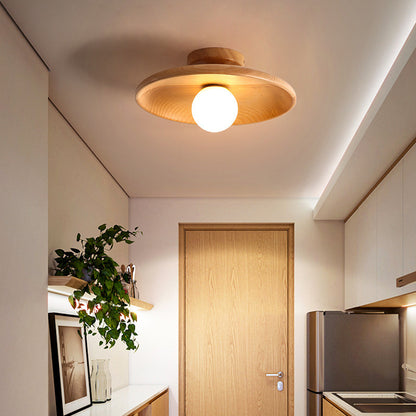 Japanese Wood Ceiling Light Fixture – Zen Style Flush Mount Lamp for Living Room