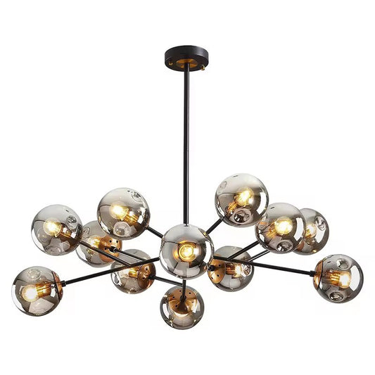 Scandinavian Glass Globe Chandelier – Multi-Ball Ceiling Light for Dining Room