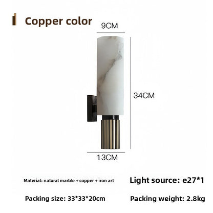 Copper Marble Wall Sconce Cloud Stone Lampshade – Luxury Stone & Metal Wall Light for Living Room & Bedroom
