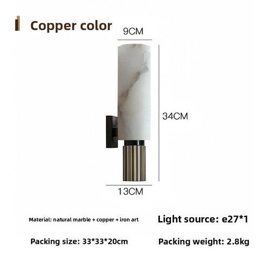 Copper Marble Wall Sconce Cloud Stone Lampshade – Luxury Stone & Metal Wall Light for Living Room & Bedroom