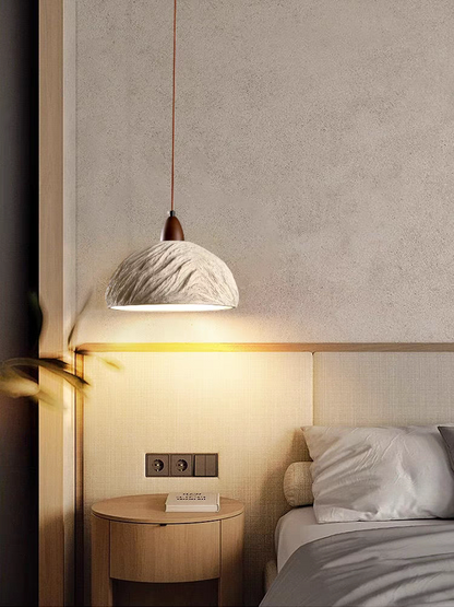 Cement and Wood Pendant Lamp – Industrial Retro Hanging Light for Kitchen Island or Dining Table