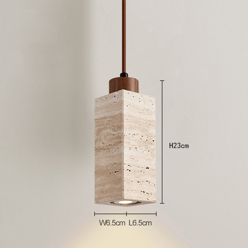 Scandinavian Travertine Pendant Lamp – Stone Hanging Light for Minimalist Interiors