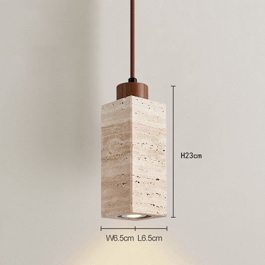 Scandinavian Travertine Pendant Lamp – Stone Hanging Light for Minimalist Interiors